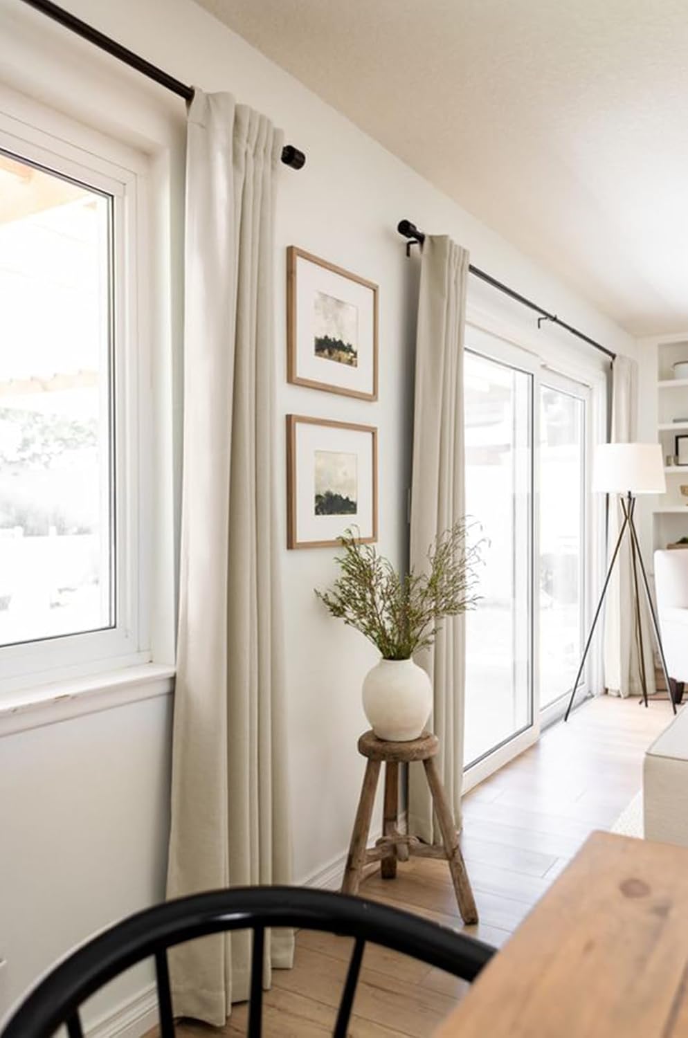 Skiennix 100% Blackout Linen Curtains - Thermal Insulated Drapes, 50" W x 120" L, Oatmeal | 2 Panels Set