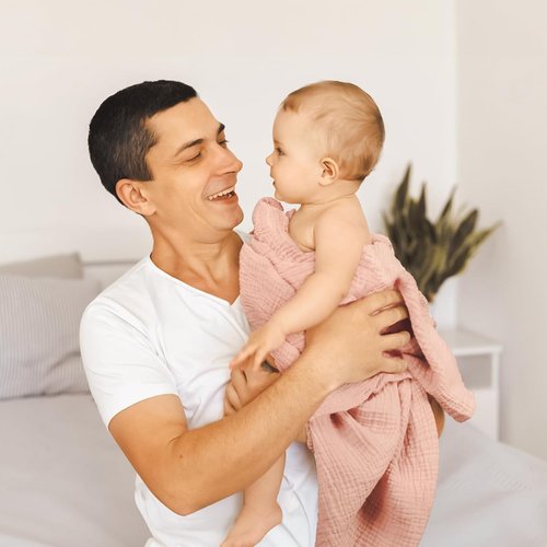 LuluMoon Muslin Swaddle Blankets - Soft Floral Print Receiving Blankets for Newborn Girls | Pink Flower Design