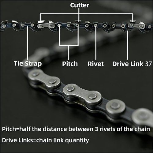 Chainsaw Chain - 6-Inch Replacement for Mini Cordless Electric Chainsaws | 1/4" LP Pitch, .043" Gauge, 37 Drive Links