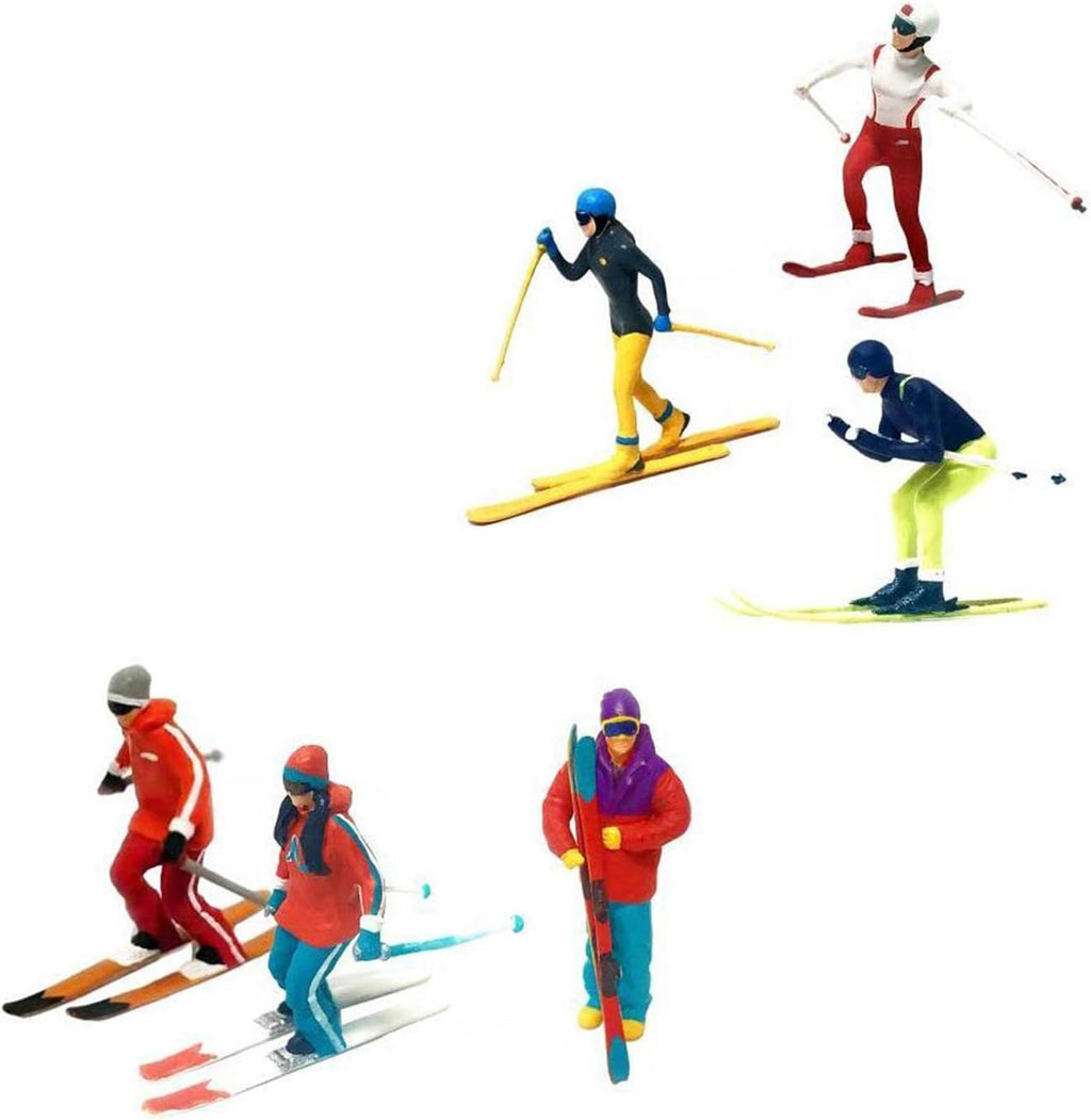 Skiennix Miniature Skiing Figures - 6Pcs Hand-Painted Scene Accessories for DIY Projects and Decor