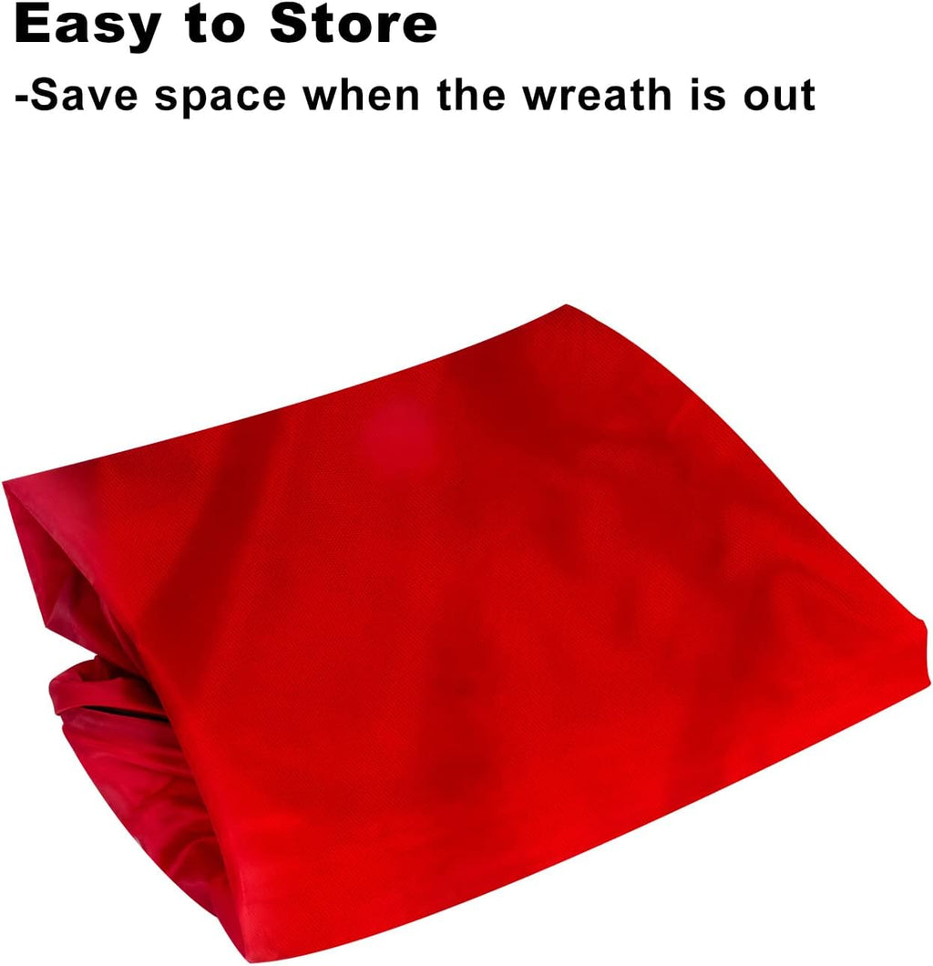TQS Christmas Wreath Storage Bag - 30 Inch Red Cotton with Zipper Closure & Reinforced Handles