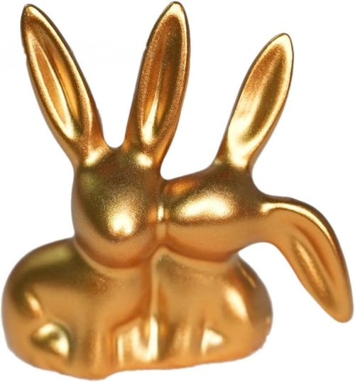 Golden Couple Bunny Figurine - Unique Resin Statue for Home & Office Decor | Perfect Holiday Ornament