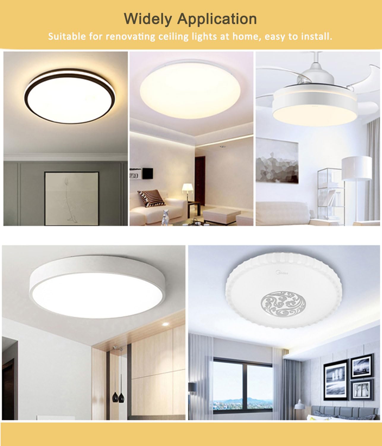 MouMouPurr 4.92'' LED Ceiling Fan Light Retrofit Kit, 18W Flush Mount Ceiling Light Replacement, 3CCT (3000K/4000K/6000K) Dimmable, for Hampton Bay, Harbor Breeze, Flush Mount Ceiling Lights, 2 Pack