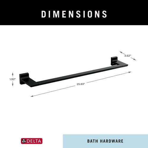 Delta Pivotal (1-Pack) 24'' Towel Rack for Bathroom Matte Black Bar Holder Wall Mounted Rod, Hardware | Accessories 79924-BL