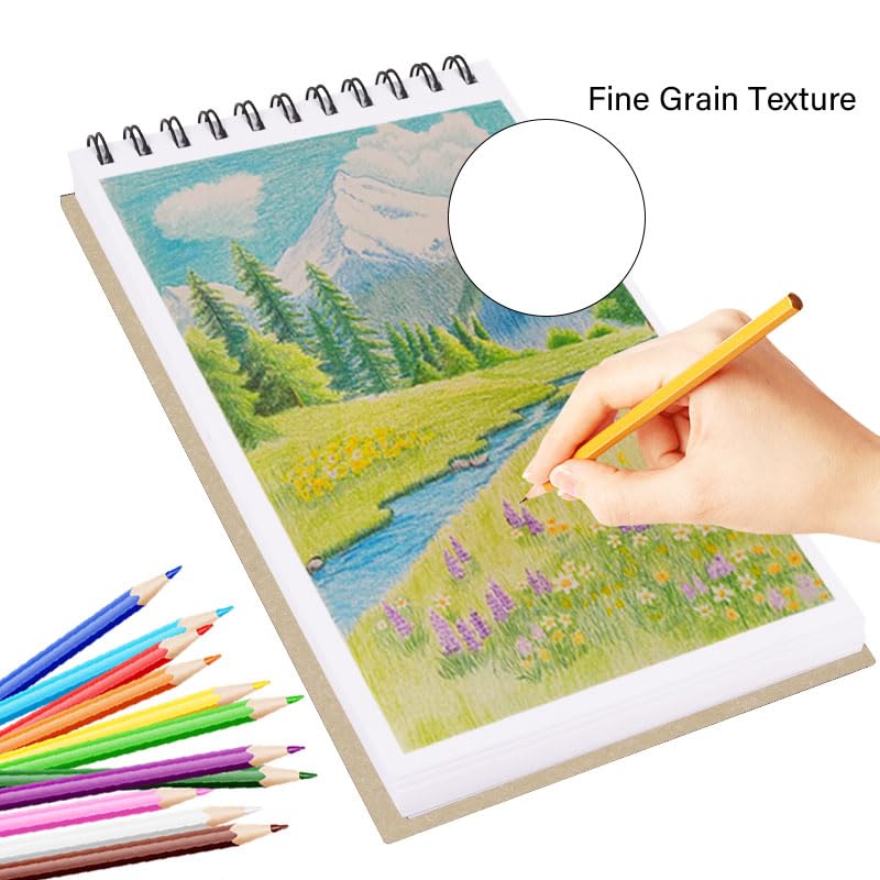 Hardcover Mixed Media Sketchbook 5.8" x 8.3" Top Spiral Bound Art Journal
