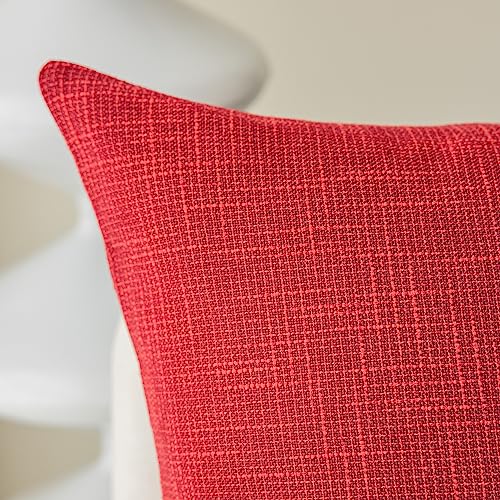 Christmas Farmhouse Decorative Throw Pillow Covers - 20x20 Inch Red, Pack of 2