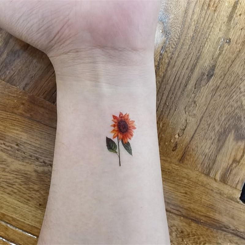 Green Fern Temporary Tattoo Waterproof Plant Leaf Sunflowers Set of 4