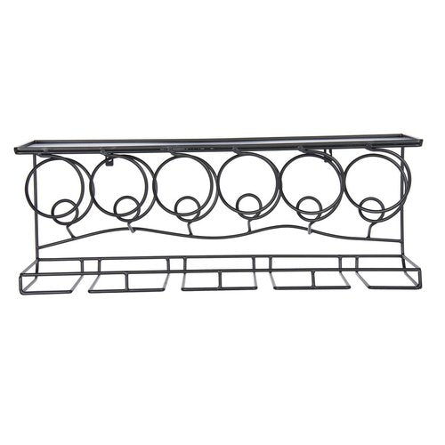 Oenophilia Wine Bar Wall Rack - Wall Mounted Wine Rack, Bottle and Stemware Glass Holder, Sturdy and Solid Metal Shelf across the Top for Liquor Storage