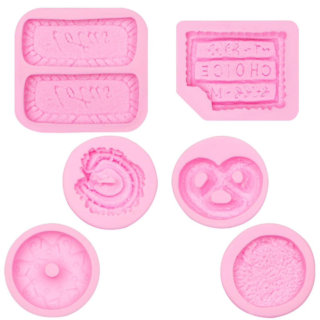 Cookie Silicone Molds, Donut Caramel Cookie Chocolate Molds, Biscuit Fondant Baking Molds for Cake Decoration Cupcake Topper Candy Butter Sugar Craft Jelly Mousse Gum Paste Clay Resin