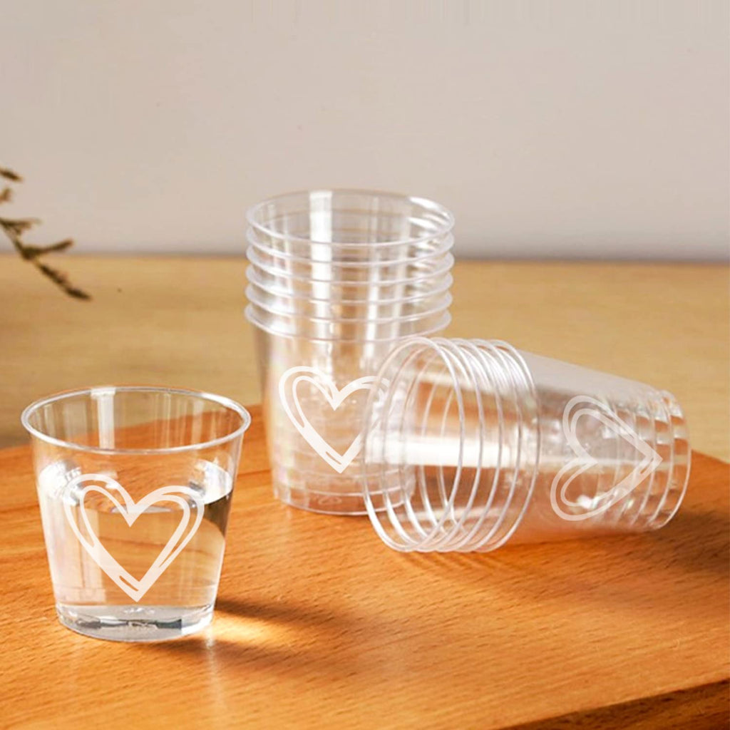 Puninoto 50 Pack Shot Glasses,1 oz Plastic Shot Cups Disposable,Clear Mini Shot Glasses,Small Plastic Cups for Birthdays,Tasting,Parties,Weddings (50)