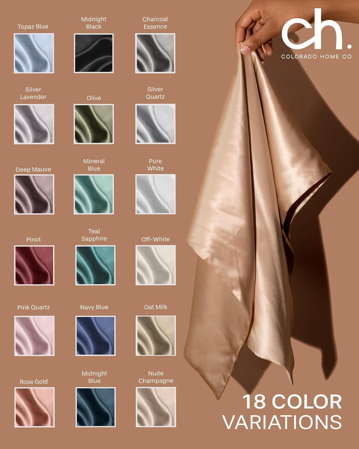 SUNDAYSILKS™ Silk Pillow Cases - 22 Momme Mulberry Silk Set of 2 | 100% Pure Slip Pillowcases for Couples - Standard/Queen/King Size [Nude Champagne]