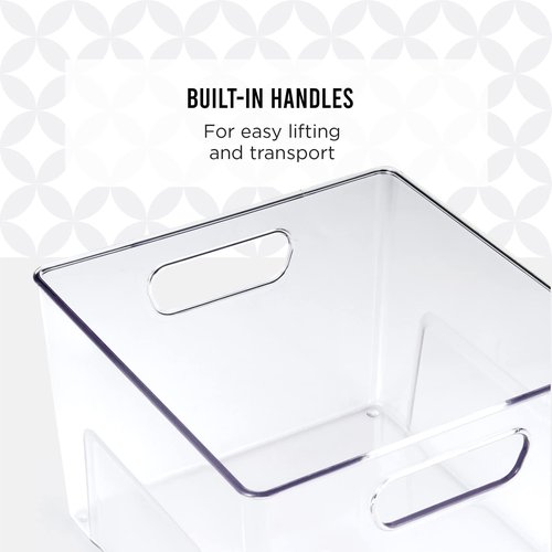 Copco Narrow Clear Bin, 10.5 x 4.5 x 6-Inch, for Kitchen, Fridge, Pantry, Laundry, and More