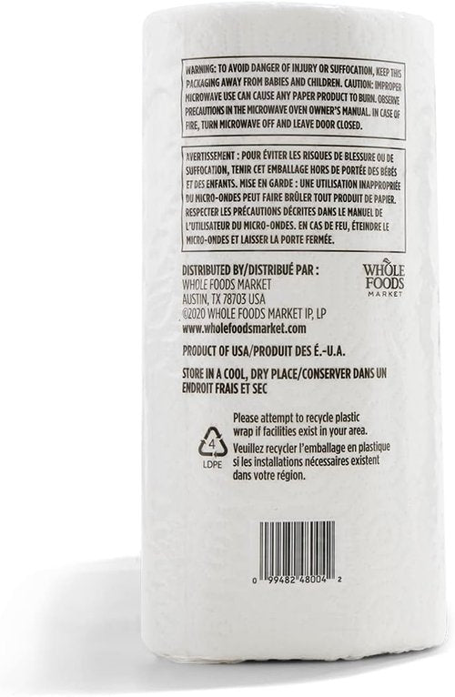 365 by Whole Foods Market Jumbo Paper Towels - Ultra-Strong, 100% Recycled, 135 Sheets per Roll, 3 Count