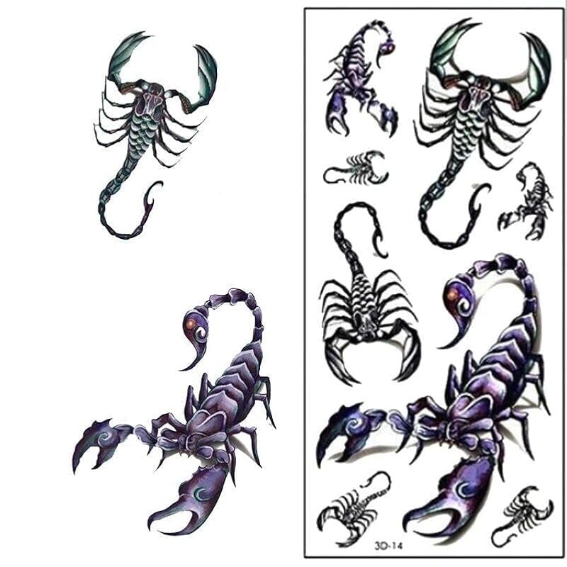 Large Black Scorpion Temporary Tattoo Waterproof Realistic Body Art