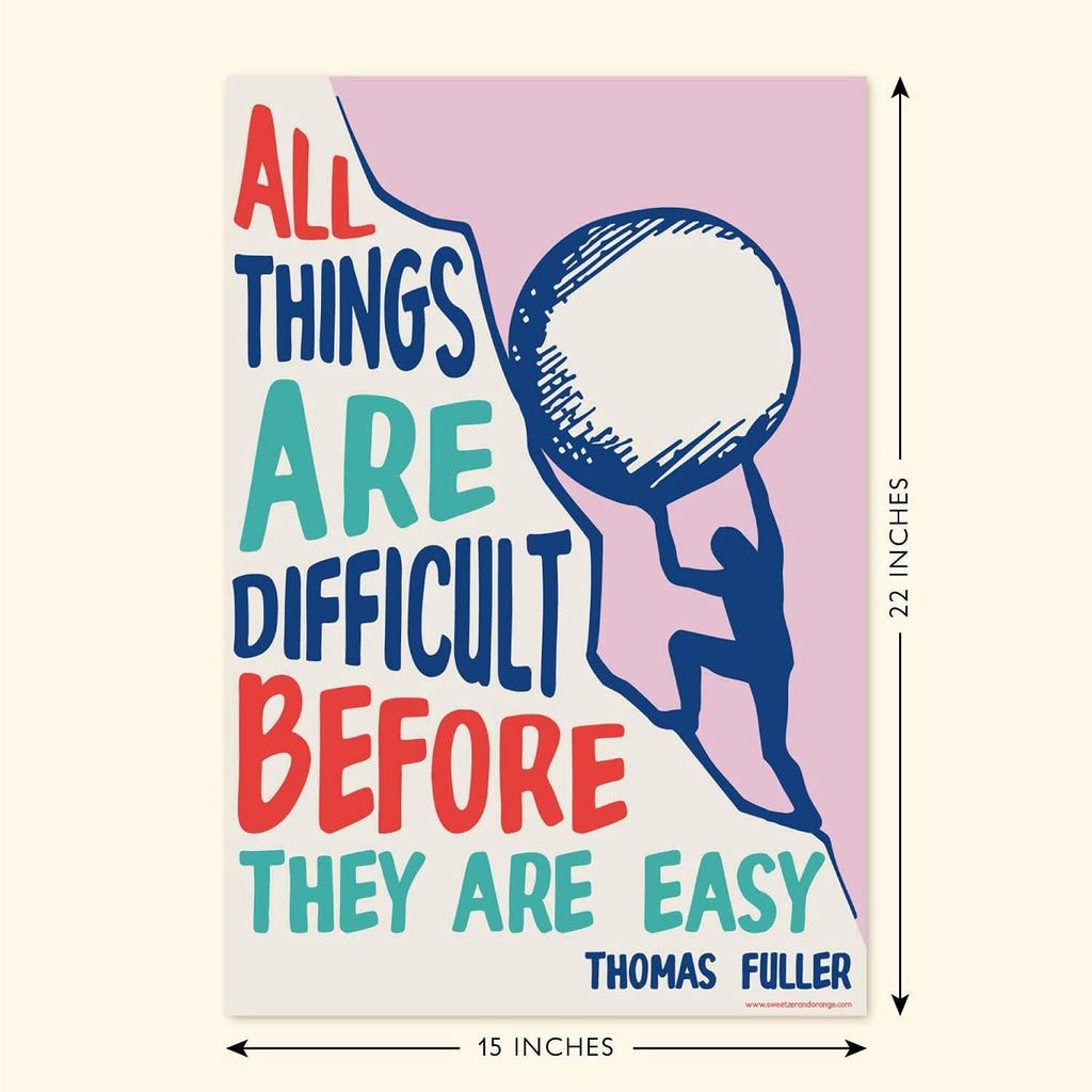 Sweetzer & Orange Growth Mindset Posters - Motivational Wall Art for Classroom | Set of 13, 15 x 22”