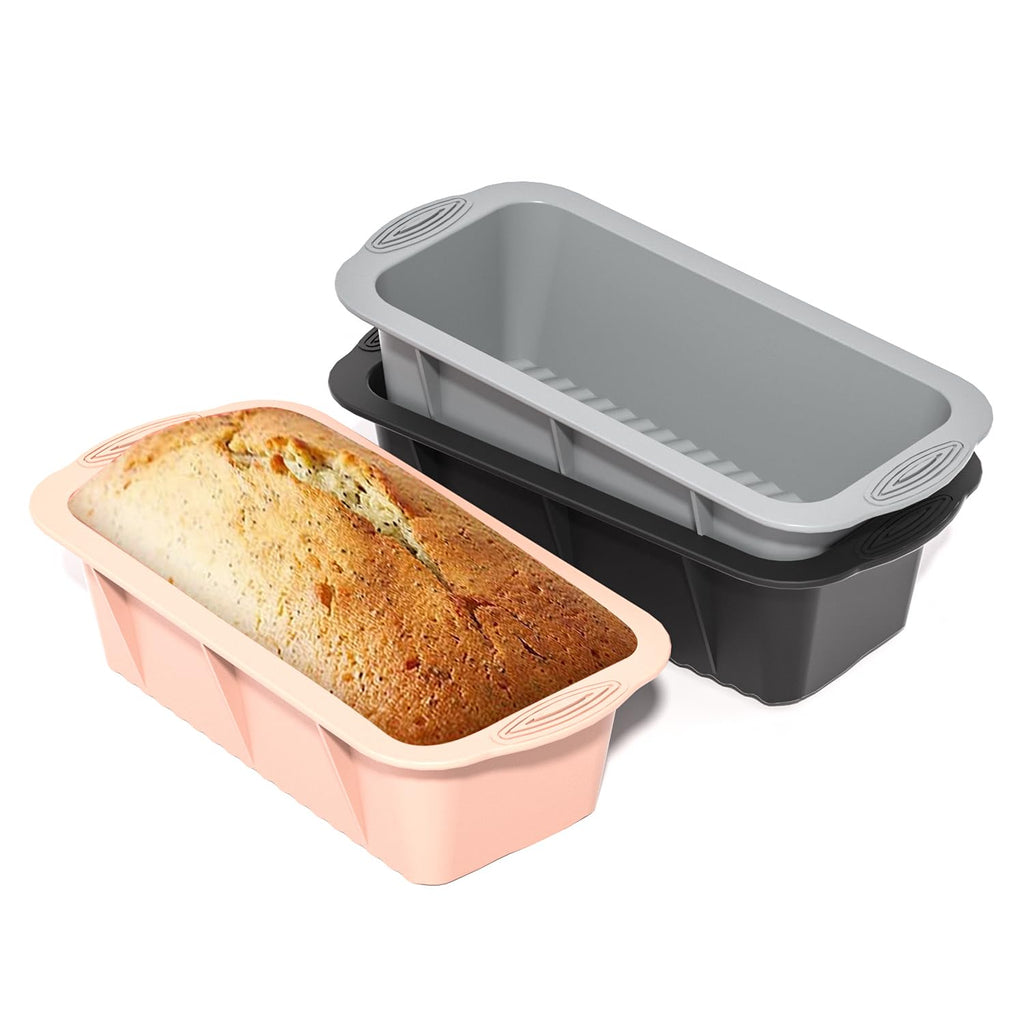 saphe Silicone Bread Loaf Pan, Heat resistant bread pan，Non-Stick Baking Mold Pans for Loaf, Bread, Cake, cheese cake, 3 packs