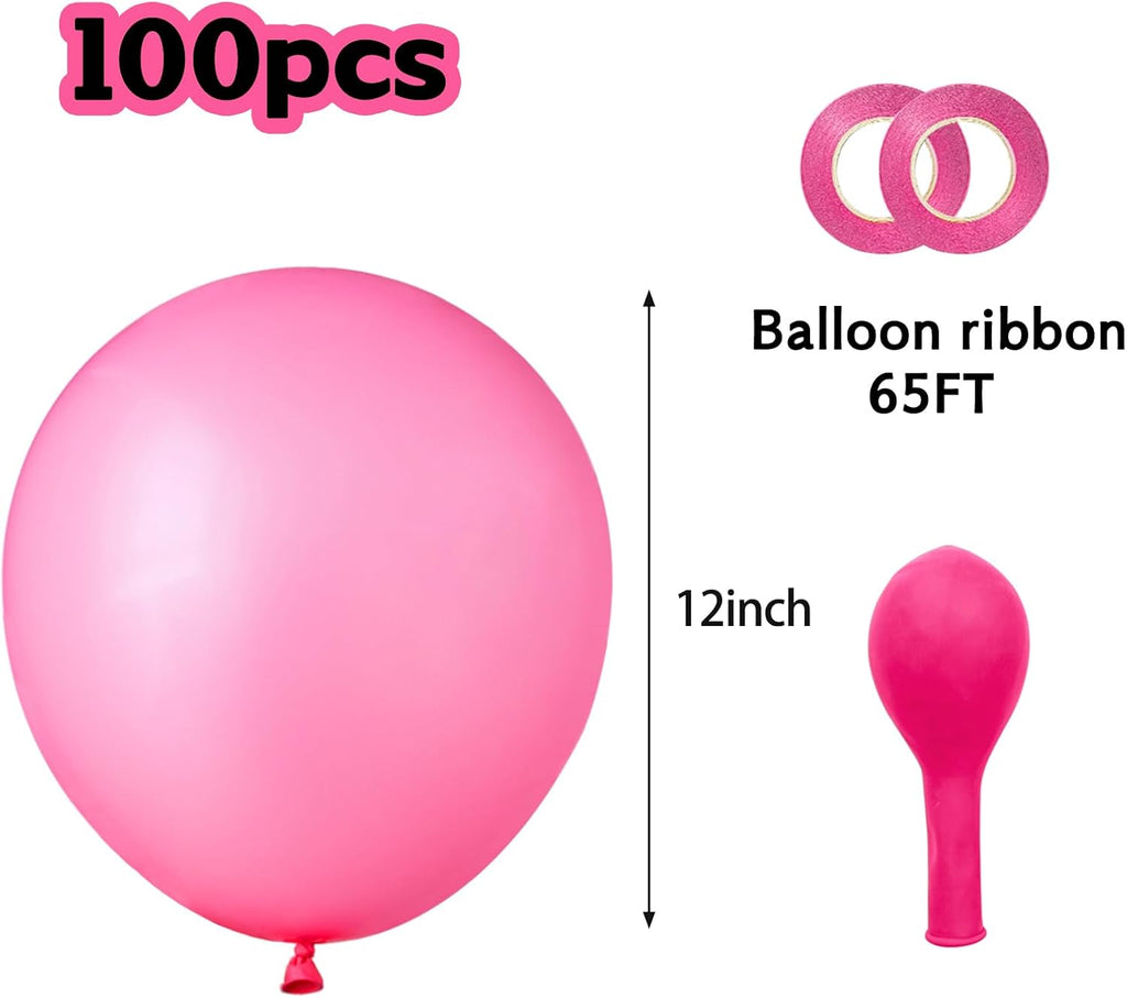 Pink Balloons - 100 Pcs 12 Inch Matte Pink Balloons for Baby Shower & Birthday Party Decor