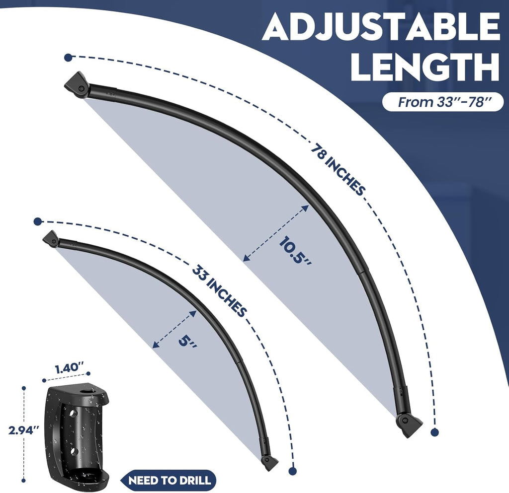 Premium Stainless Steel Curved Shower Curtain Rod by [Brand Name] - Adjustable 33-78 Inches, Rust-Proof Design