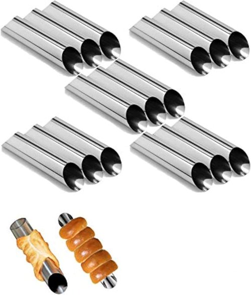 EUICAE Cannoli Tubes - 5 Inch Large Stainless Steel Non-Stick Cream Horn Molds | Pack of 15
