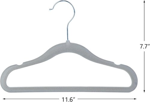 Finnhomy Velvet Baby & Kids Non-Slip Clothes Hangers - 30-Pack with 10 Finger Clips, Gray