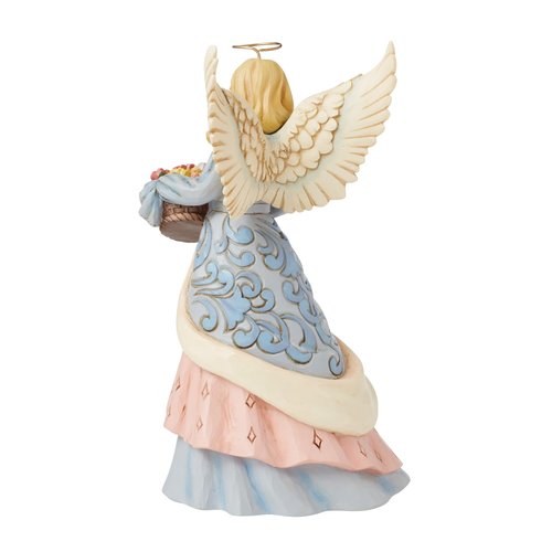 Enesco Jim Shore Heartwood Creek Easter Angel with Flower Basket Figurine- Stone Resin Hand Crafted Collectible Figurines Easter Home Decor Statue, 8.66 Inch