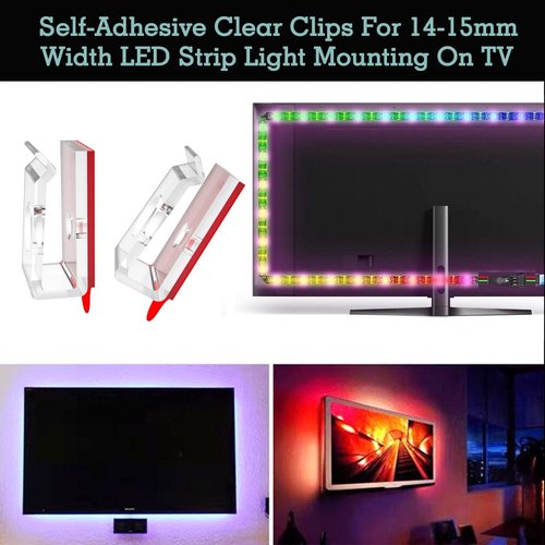 Self-Adhesive LED Strip Clips 15mm, Ideal for 14mm and 15mm LED Strip Light Brackets,IP67/IP68 Outdoor LED Strip Light Holder,Lighting Hanger for Party Release Cable and Fairy LED Lights Easily.