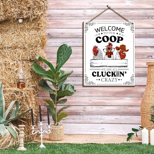 Funny Rooster Kitchen Sign - Wooden Hanging Wall Plaque 8x10