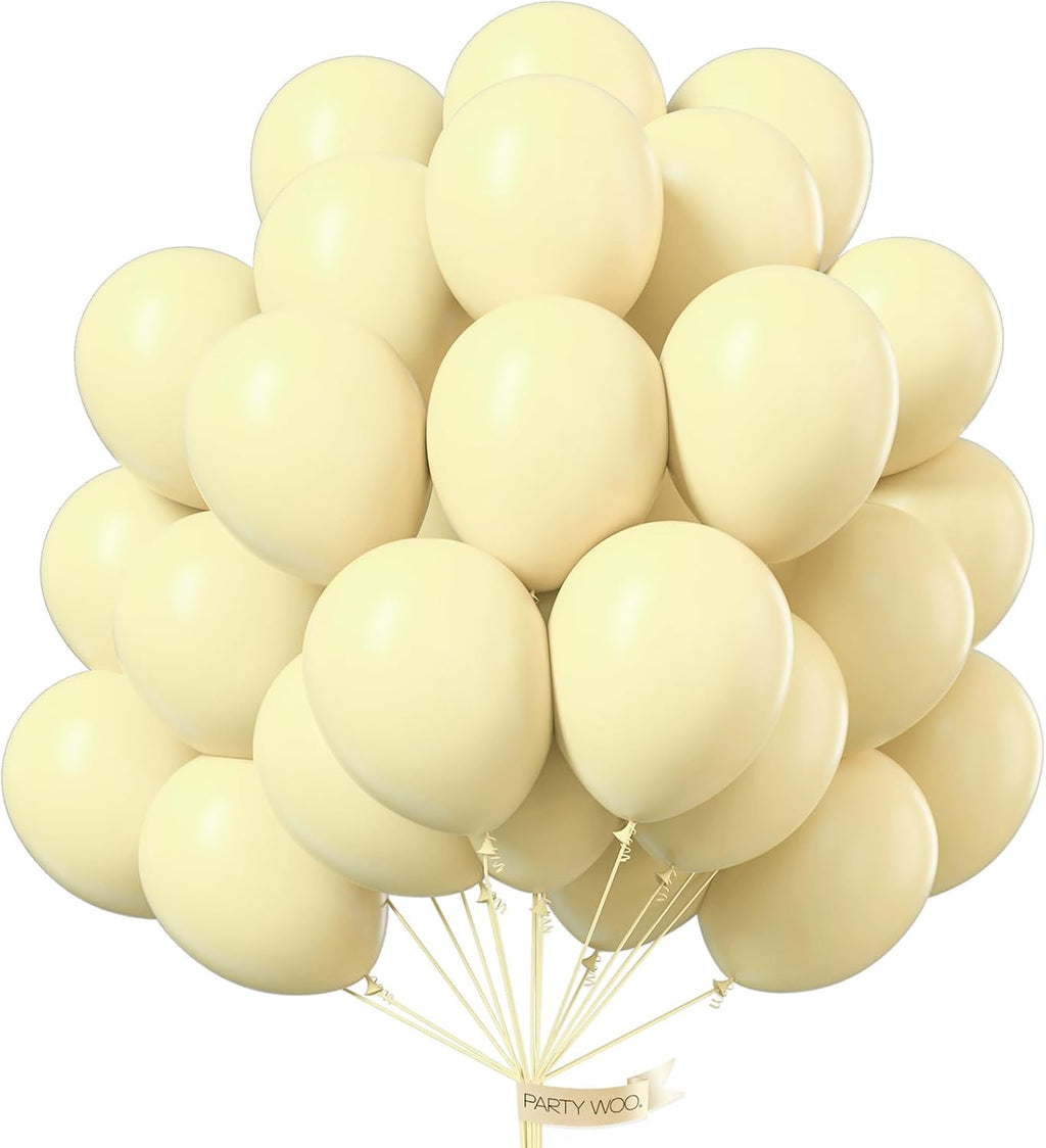 PartyWoo Pastel Yellow Balloons - 100pcs 12-Inch Latex Helium Balloons for Graduation & Baby Showers