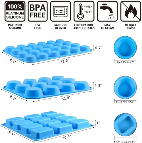 CAKETIME Silicone Muffin Pan - Versatile Cupcake & Mini Loaf Baking Molds | Food Grade 3-Pack