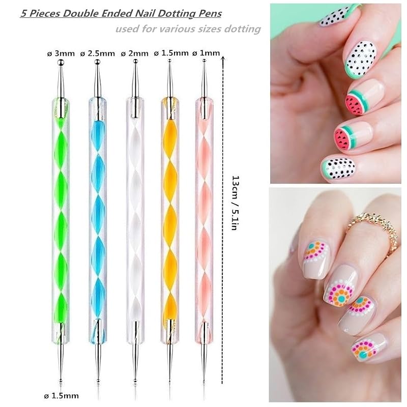 FULINJOY 10 Pcs Nail Dotting Tools & Liner Brushes Kit
