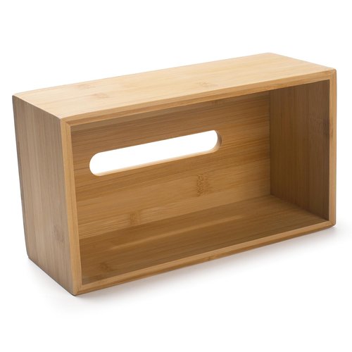 Tissue Box Cover, Rectangular Tissue Box Holder, Bamboo Facial Paper Holder for Bathroom, Bedroom, Dinner Table, Office (1 Pack, 9.8 x 5.5 x 3.7 inch)