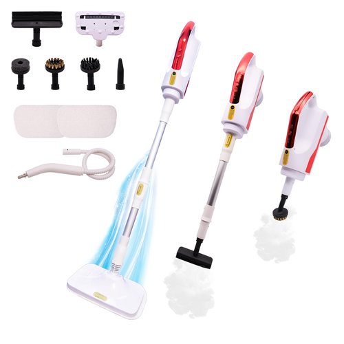 Multifunctional Steam Mop Cleaner – 6 in1 Rotated Steam Mop Cleaner with 300ml Tank, 16ft Cord, 12 Accessories for Hardwood, Tile, Carpet, Kitchen & Bathroom Cleaning