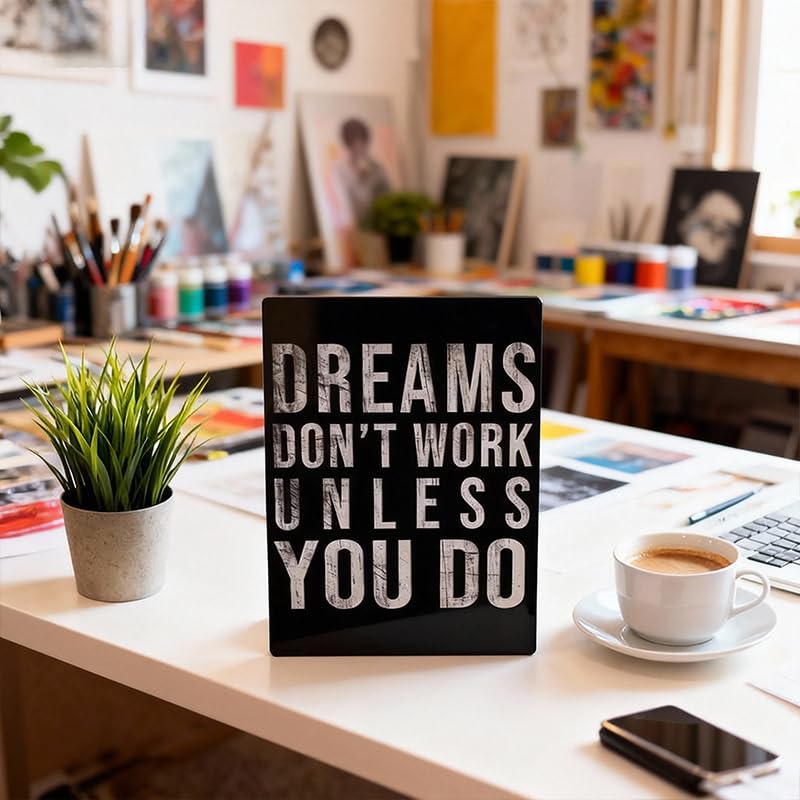 Inspirational Wooden Plaque Art - Positive Quotes for Home & Office