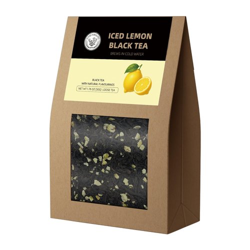 HANFANGLING Iced Lemon Black Tea - Premium Loose Leaf Blend with Real Freeze-Dried Lemon | Refreshing & Natural | Brews in Cold Water | 1.76 oz (50g) Pack