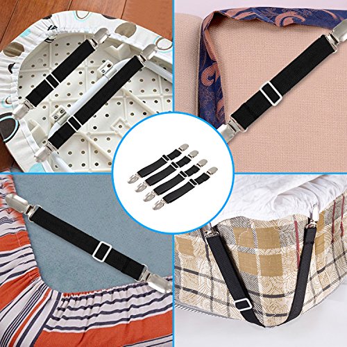 BetyBedy 4Pcs Adjustable Bed Sheet Fasteners Suspenders - Straight Style