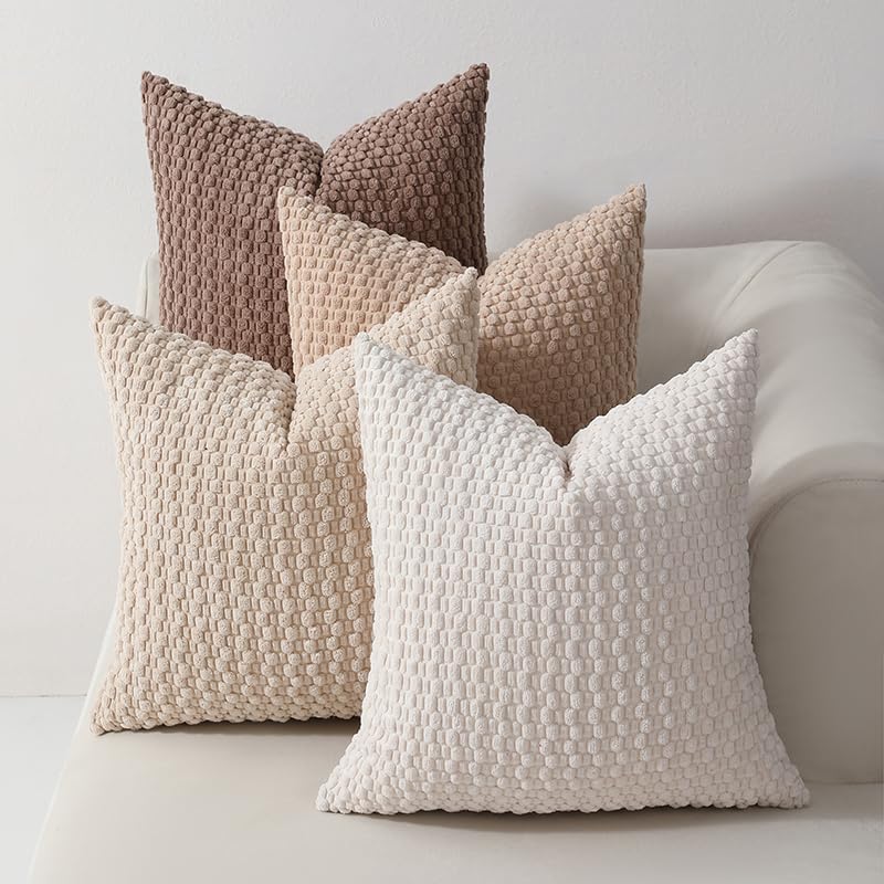 Corduroy Throw Pillow Covers 18x18 - Pack of 2, Bohemian Decor