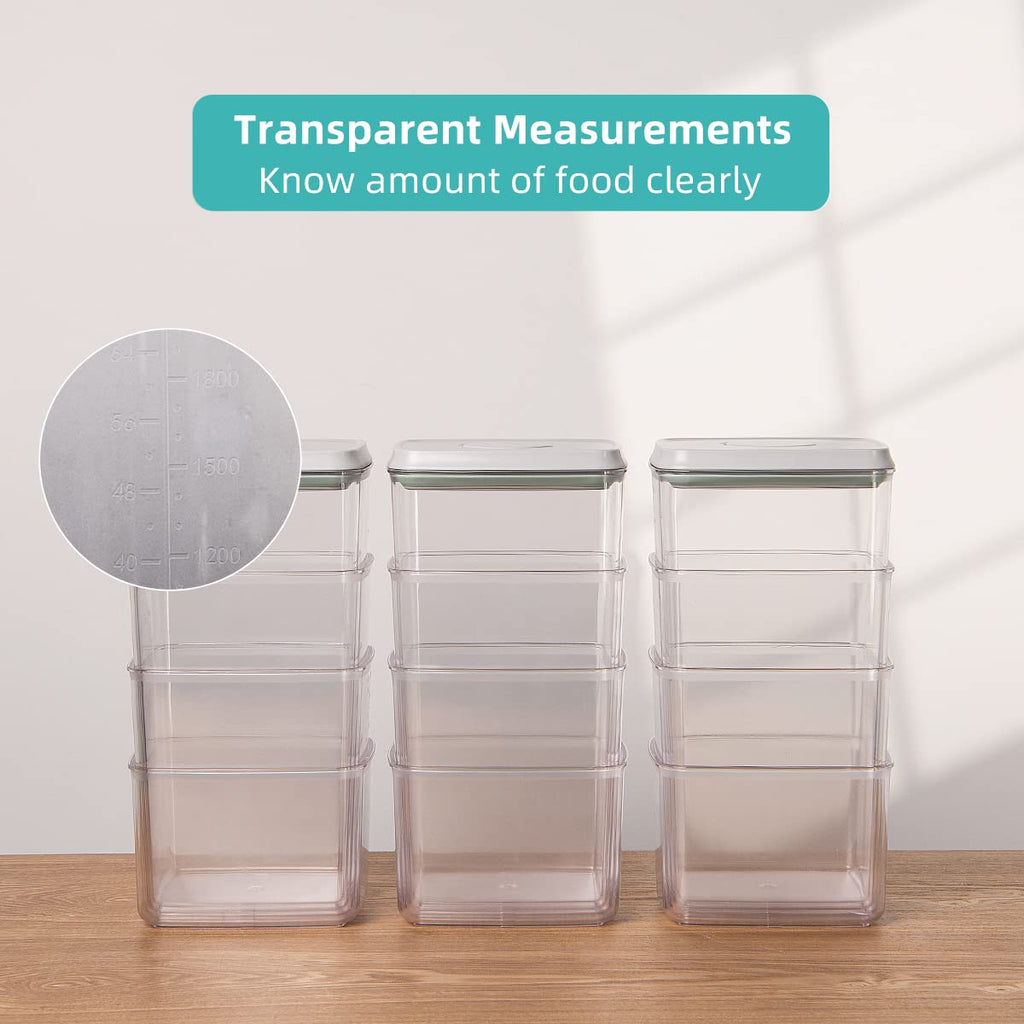Ankou Food Storage Containers Pop Airtight Food Storage Containers with Lids for Kitchen Pantry Organizing Cereal Snack Flour Sugar Coffee Spaghetti Stackable - 8 Pcs (1.2, 2.0, 2.7, 3.3qt)*2
