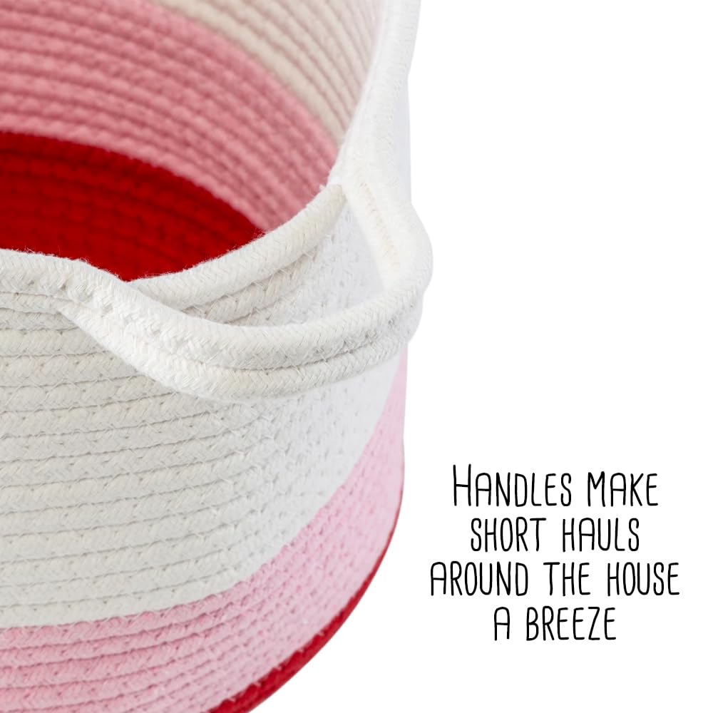 Honey-Can-Do Nesting Cotton Rope Storage Basket Set, Red Ombré STO-09319 White