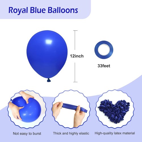 FOTIOMRG Royal Blue Balloons - 12 Inch Helium Quality Latex | 50 Pack for Parties & Celebrations