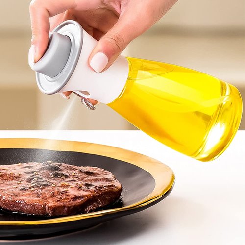 Frinovalt Oil Sprayer for Cooking, 180ml Glass Oil Dispenser Bottle Spray Lemon Juice Sprayer forSalad, Baking, Cleaning, Plants(white)