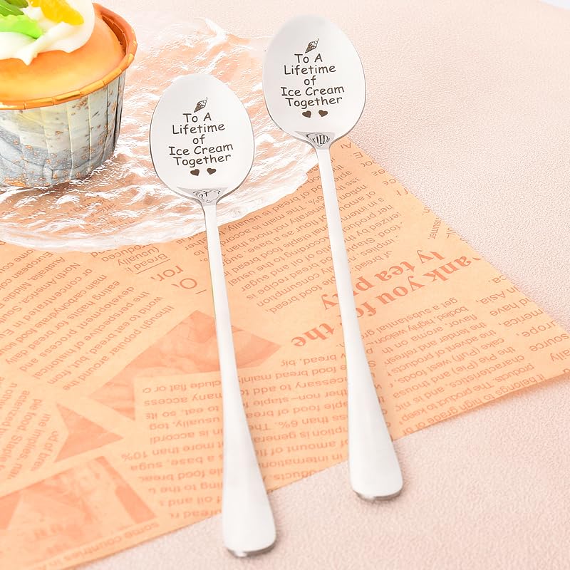 To a Lifetime of Ice Cream Together Wedding Engagement Gift Spoon for Girlfriend & Boyfriend