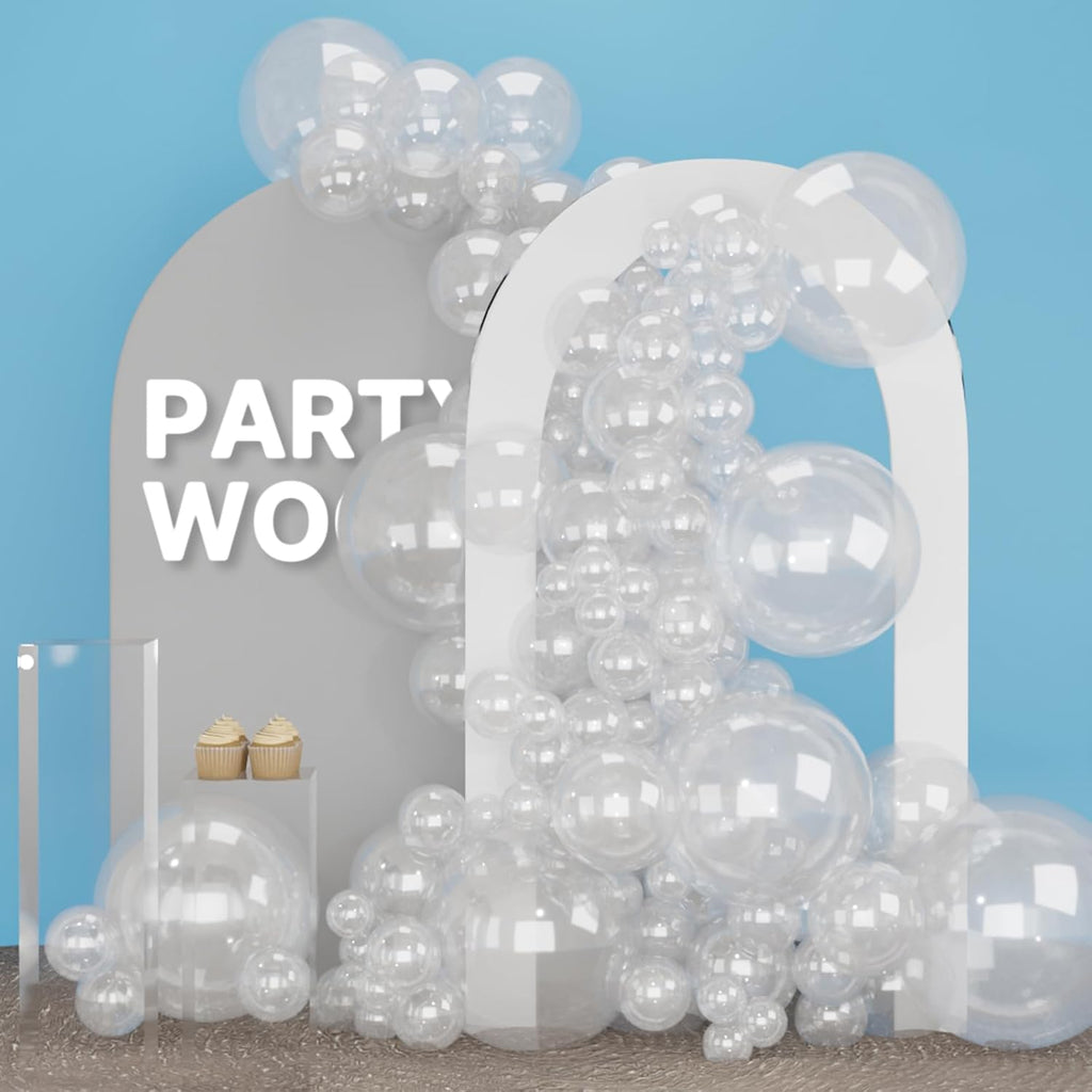 PartyWoo Clear Balloons - 100pcs Transparent Balloon Arch Kit for Weddings, Graduations & Parties | 18", 12", 10", 5" Sizes