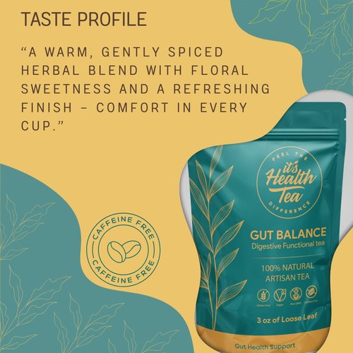 Gut Balance Herbal Tea – Supports Overall Gut Microbiome Health & Occasional Bloating Support | After-Meal Digestive Comfort | Caffeine-Free Loose Leaf Botanical Blend (35 Unbleached Tea Bags Included)*