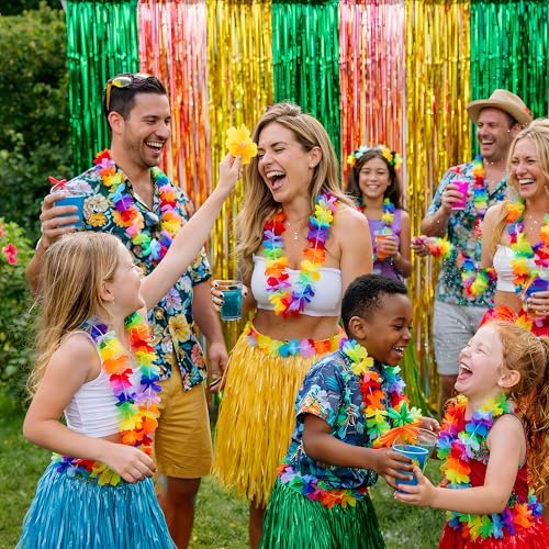 Tropical Luau Party Decorations - Foil Fringe Backdrop Banner, 2 Pack