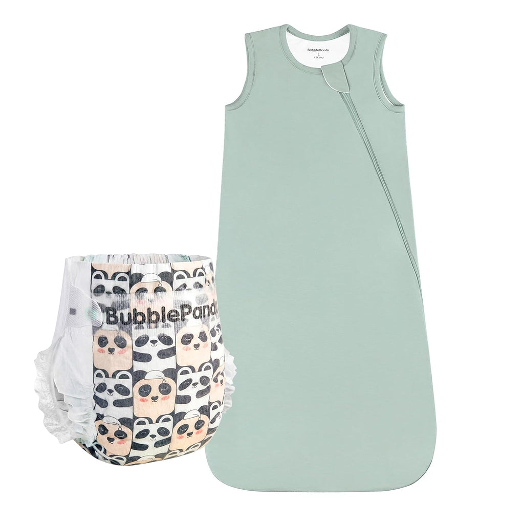 Okayinn BubblePanda Sleep Sack - 1.0 Tog for 6-12 Months | Overnight Baby Diapers (Size 4, 72 Count)