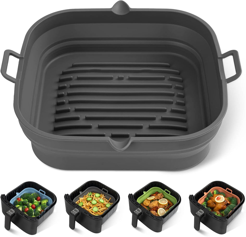Silicone Air Fryer Liners - Reusable Collapsible Basket for 5.8 to 8 Qt Air Fryers | Easy to Clean, 8.5 Inch