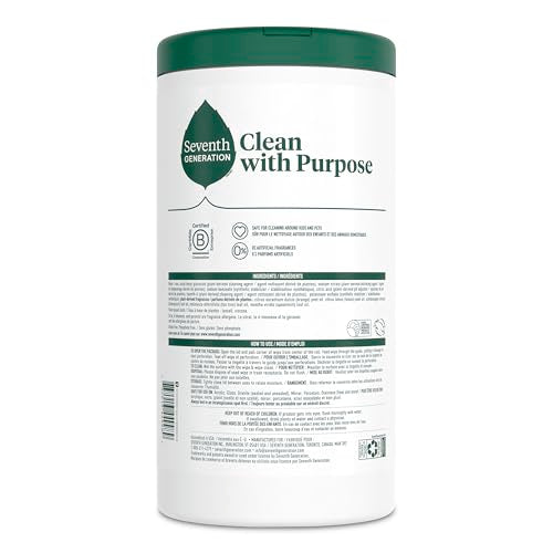 Seventh Generation Multi Surface Wipes - 70 Count (Pack of 3) - Lemon Zest Scent