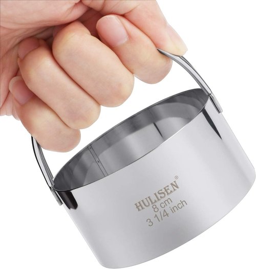 HULISEN Biscuit Cutter Set - 5 Professional Round Cookie Cutters with Handles | Perfect Baking Tools