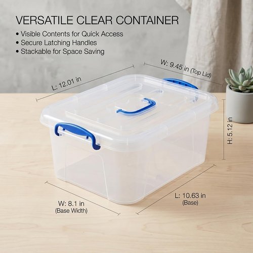 Clear Storage Bins by Sterilite - 9 Quart Stackable Plastic Boxes with Lids & Handles | 2 Pack