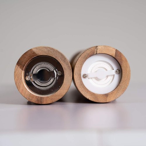 DeroTeno Salt and Pepper Mill Set, Pepper Grinder with Adjustable Stainless Steel Grinder, Salt Grinder with Ceramic Grinder, Acacia Wood, Height 30 cm / 12 inch